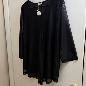 Black Sheer Sleeve Top NWT